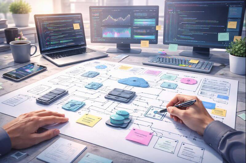 Engineering desk scene